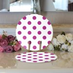 - Supla2li-2153-Gorsel3 - Realhomes Realhomes Mor Puantiyeli Dijital Baskılı Modern 2'li Yuvarlak Servis Altlığı - Supla Realhomes