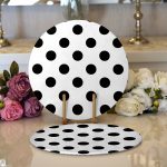 - Supla2li-2158-Gorsel1 - Realhomes Realhomes Siyah Puantiyeli Dijital Baskılı Modern 2'li Yuvarlak Servis Altlığı - Supla Realhomes