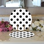 - Supla2li-2158-Gorsel3 - Realhomes Realhomes Siyah Puantiyeli Dijital Baskılı Modern 2'li Yuvarlak Servis Altlığı - Supla Realhomes