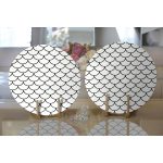 - Supla2li-2164-Gorsel2 - Realhomes Realhomes Siyah Geometrik Desenli Dijital Baskılı Modern 2'li Yuvarlak Servis Altlığı - Supla Realhomes