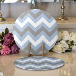 - Supla2li-2177-Gorsel1 - Realhomes Realhomes Mavi Gri Zigzag Desenli Dijital Baskılı Modern 2'li Yuvarlak Servis Altlığı - Supla Realhomes