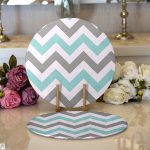 Realhomes Turkuaz Gri Zigzag Desenli Dijital Baskılı Modern 2'li Yuvarlak Servis Altlığı - Supla Realhomes