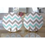 Realhomes Turkuaz Gri Zigzag Desenli Dijital Baskılı Modern 2'li Yuvarlak Servis Altlığı - Supla Realhomes