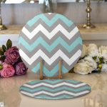 Realhomes Gri Turkuaz Zigzag Desenli Dijital Baskılı Modern 2'li Yuvarlak Servis Altlığı - Supla Realhomes