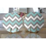 Realhomes Gri Turkuaz Zigzag Desenli Dijital Baskılı Modern 2'li Yuvarlak Servis Altlığı - Supla Realhomes