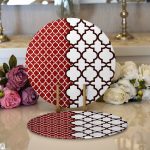 - Supla2li-2186-Gorsel1 - Realhomes Realhomes Modern Geometrik Desenli Dijital Baskılı 2'li Yuvarlak Servis Altlığı - Supla Realhomes