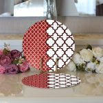 - Supla2li-2186-Gorsel3 - Realhomes Realhomes Modern Geometrik Desenli Dijital Baskılı 2'li Yuvarlak Servis Altlığı - Supla Realhomes