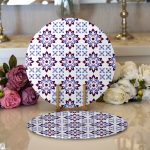 - Supla2li-2205-Gorsel1 - Realhomes  Realhomes Modern Çiçek Resimli Dijital Baskılı 2'li Yuvarlak Servis Altlığı - Supla Realhomes