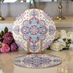 - Supla2li-2226-Gorsel1 - Realhomes Realhomes Damask Desen Motifli Modern 2'li Yuvarlak Servis Altlığı - Supla Realhomes