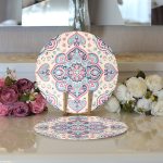 - Supla2li-2226-Gorsel3 - Realhomes Realhomes Damask Desen Motifli Modern 2'li Yuvarlak Servis Altlığı - Supla Realhomes