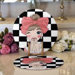 Realhomes Damalı Fashion Girl Dijital Baskılı Modern 2'li Yuvarlak Servis Altlığı - Supla Realhomes