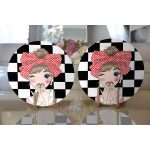 Realhomes Damalı Fashion Girl Dijital Baskılı Modern 2'li Yuvarlak Servis Altlığı - Supla Realhomes