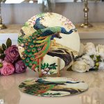 - Supla2li-226-Gorsel1 - Realhomes  Realhomes Tavuz Kuşu Dijital Baskılı Modern 2'li Yuvarlak Servis Altlığı - Supla Realhomes