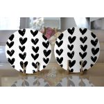 - Supla2li-2305-Gorsel2 - Realhomes Realhomes Siyah Kalp Desenli Dijital Baskılı Modern 2'li Yuvarlak Servis Altlığı - Supla Realhomes