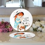 Realhomes Living The Dream Yazılı Modern 2'li Yuvarlak Servis Altlığı - Supla Realhomes