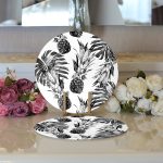 Realhomes Ananas ve Palmiye Yapraklı Modern 2'li Yuvarlak Servis Altlığı - Supla Realhomes