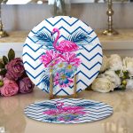 - Supla2li-2363-Gorsel1 - Realhomes Realhomes Zigzag Zeminli Flamingo Dijital Baskılı Modern 2'li Yuvarlak Servis Altlığı - Supla Realhomes