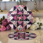 - Supla2li-2372-Gorsel1 - Realhomes Realhomes Mürdüm Renk Patchwork Desenli Modern 2'li Yuvarlak Servis Altlığı - Supla Realhomes