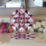 - Supla2li-2372-Gorsel3 - Realhomes Realhomes Mürdüm Renk Patchwork Desenli Modern 2'li Yuvarlak Servis Altlığı - Supla Realhomes