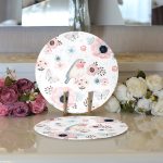 - Supla2li-2373-Gorsel3 - Realhomes Realhomes Pudra Mavi Kelebek Çiçek Modern Dijital Baskılı 2'li Yuvarlak Servis Altlığı - Supla Realhomes