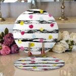 - Supla2li-2380-Gorsel1 - Realhomes Realhomes Yatay Temalı Gökkuşağı Puanlı Modern 2'li Yuvarlak Servis Altlığı - Supla Realhomes