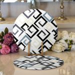 Realhomes Gri Siyah Labirent Çizimli Modern Dijital Baskılı 2'li Yuvarlak Servis Altlığı - Supla Realhomes