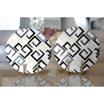 Realhomes Gri Siyah Labirent Çizimli Modern Dijital Baskılı 2'li Yuvarlak Servis Altlığı - Supla Realhomes