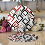 Realhomes Labirent Çizimli Modern Dijital Baskılı 2'li Yuvarlak Servis Altlığı - Supla Realhomes