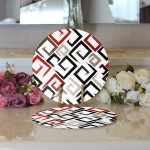 Realhomes Labirent Çizimli Modern Dijital Baskılı 2'li Yuvarlak Servis Altlığı - Supla Realhomes