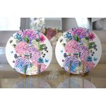 Realhomes Lila Renk Salkım Zambak Desenli Dijital Baskılı Modern 2'li Yuvarlak Servis Altlığı - Supla Realhomes