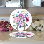 - Supla2li-2398-Gorsel3 - Realhomes  Realhomes Lila Renk Demet Zambak Motifli Modern 2'li Yuvarlak Servis Altlığı - Supla Realhomes