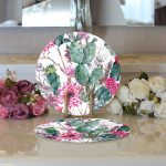 - Supla2li-2400-Gorsel3 - Realhomes Realhomes Mint Yeşili Çöl Bitkisi Modern 2'li Yuvarlak Servis Altlığı - Supla Realhomes