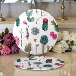 - Supla2li-2401-Gorsel1 - Realhomes Realhomes Kuş Tüyü Motifli Çöl Bitkisi Desenli Modern Dijital Baskılı 2'li Yuvarlak Servis Altlığı - Supla Realhomes