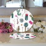 - Supla2li-2401-Gorsel3 - Realhomes Realhomes Kuş Tüyü Motifli Çöl Bitkisi Desenli Modern Dijital Baskılı 2'li Yuvarlak Servis Altlığı - Supla Realhomes