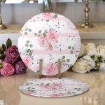 Realhomes Pudra Beyaz Yatay Temalı Dijital Baskılı Modern 2'li Yuvarlak Servis Altlığı - Supla Realhomes