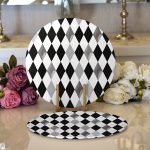 Realhomes Siyah Beyaz Gri Elmas Şekilli Modern 2'li Yuvarlak Servis Altlığı - Supla Realhomes