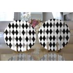 Realhomes Siyah Beyaz Gri Elmas Şekilli Modern 2'li Yuvarlak Servis Altlığı - Supla Realhomes