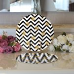 Realhomes Kar Tanesi Motifli Zigzag Temalı Dijital Baskılı Modern 2'li Yuvarlak Servis Altlığı - Supla Realhomes