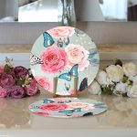 Realhomes Lekeli Kelebekler Çizimli Modern 2'li Yuvarlak Servis Altlığı - Supla Realhomes