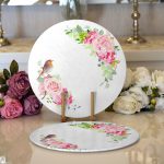 - Supla2li-2432-Gorsel1 - Realhomes Realhomes Kuş Motifli A True Love Story Never Ends Renkli Modern 2'li Yuvarlak Servis Altlığı - Supla Realhomes