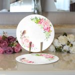 - Supla2li-2432-Gorsel3 - Realhomes Realhomes Kuş Motifli A True Love Story Never Ends Renkli Modern 2'li Yuvarlak Servis Altlığı - Supla Realhomes