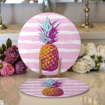 Realhomes Canlı Renkli Ananas Motifli Dijital Baskılı Modern 2'li Yuvarlak Servis Altlığı - Supla Realhomes