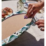 Realhomes Mavi Geometrik Palmiye Desenleri Modern 2'li Yuvarlak Servis Altlığı - Supla Realhomes