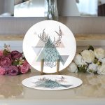 Realhomes Geyik Çizimli Modern Dijital Baskılı 2'li Yuvarlak Servis Altlığı - Supla Realhomes