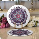 - Supla2li-2448-Gorsel1 - Realhomes Realhomes Daire Çini Desenli Dijital Baskılı Modern 2'li Yuvarlak Servis Altlığı - Supla Realhomes