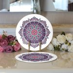 - Supla2li-2448-Gorsel3 - Realhomes Realhomes Daire Çini Desenli Dijital Baskılı Modern 2'li Yuvarlak Servis Altlığı - Supla Realhomes