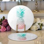 - Supla2li-2451-Gorsel1 - Realhomes Realhomes Mavi Ananas Dijital Baskılı Modern 2'li Yuvarlak Servis Altlığı - Supla Realhomes