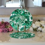 - Supla2li-2462-Gorsel3 - Realhomes  Realhomes Mint Yeşili Kavaniçe Motifli Modern 2'li Yuvarlak Servis Altlığı - Supla Realhomes