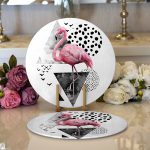 - Supla2li-2466-Gorsel1 - Realhomes Realhomes Martı Desenli Flamingo Temalı Dijital Baskılı Modern 2'li Yuvarlak Servis Altlığı - Supla Realhomes