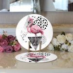 - Supla2li-2466-Gorsel3 - Realhomes Realhomes Martı Desenli Flamingo Temalı Dijital Baskılı Modern 2'li Yuvarlak Servis Altlığı - Supla Realhomes